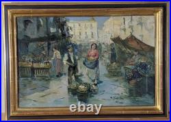 Tableau Giuseppe Rispoli (1882-1960) Scène De Marché À Naples, Italie