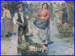 Tableau Giuseppe Rispoli (1882-1960) Scène De Marché À Naples, Italie