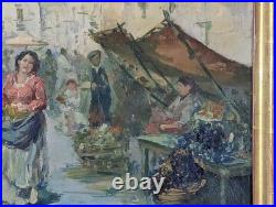 Tableau Giuseppe Rispoli (1882-1960) Scène De Marché À Naples, Italie