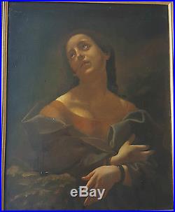 Tableau Grande HUILE sur Toile XIXe 19e Portrait FEMME Peinture Oil Art Maitre