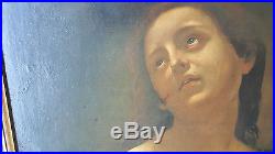 Tableau Grande HUILE sur Toile XIXe 19e Portrait FEMME Peinture Oil Art Maitre