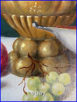 Tableau HST Nature Morte Fruits et Argenteries Hungarian Vintage Still Life 61