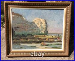Tableau HST Scène de Plage à SUZAC Signé XXème IMPRESSIONIST PAINTING