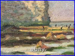 Tableau HST Scène de Plage à SUZAC Signé XXème IMPRESSIONIST PAINTING