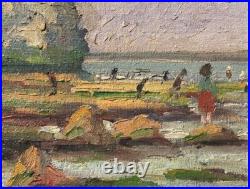 Tableau HST Scène de Plage à SUZAC Signé XXème IMPRESSIONIST PAINTING