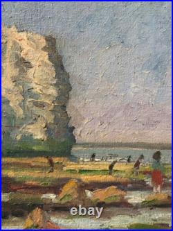 Tableau HST Scène de Plage à SUZAC Signé XXème IMPRESSIONIST PAINTING