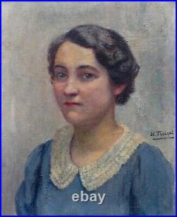 Tableau Huile Jeanne Clémentine THOINOT 1876-1949 Portrait Femme/sans cadre
