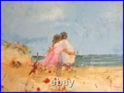 Tableau Huile sur Toile 30 x 40 cm de LES AMANTS FACE A LA MER Dominique Kleiner