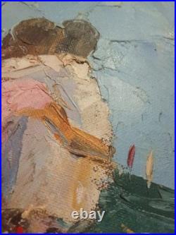 Tableau Huile sur Toile 30 x 40 cm de LES AMANTS FACE A LA MER Dominique Kleiner