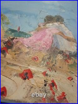 Tableau Huile sur Toile 30 x 40 cm de LES AMANTS FACE A LA MER Dominique Kleiner