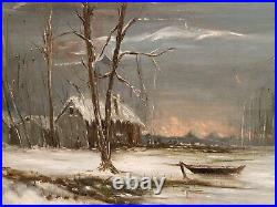 Tableau Huile sur toile paysage d'hiver signé Lefebvre de Fay, 1893. XIXème