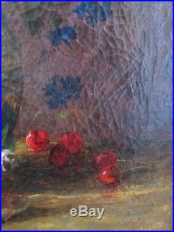 Tableau Huile / toile Nature morte Bouquet de fleurs par Gaston BOUCHER XIXe