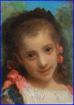 Tableau John MORGAN (1823-1886) jeune fille aux cerises Ecole anglaise BRITISH