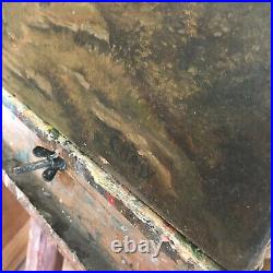 Tableau N86 huile sur toile paysage signé chaix a restaurer