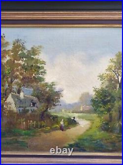 Tableau Paysage Huile Sur Toile Signée Delort Peintre Anglais Très Beau Cadre