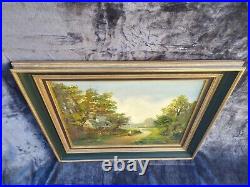 Tableau Paysage Huile Sur Toile Signée Delort Peintre Anglais Très Beau Cadre