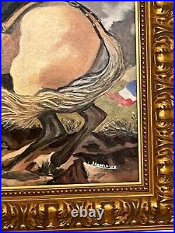 Tableau Peinture Huile Sur Toile Napoleon Bonaparte Portait Cadre Bois Doré