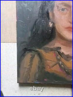 Tableau Peinture Portrait Femme Huile Sur Toile Impressionniste Signé