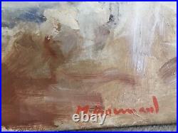 Tableau Peinture à L'Huile sur toile M Bonnaud Marine Jaune 1988