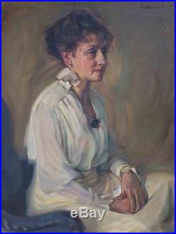 Tableau Portrait de femme HST 1919 par Robert Hahn (1883-1940) Magnifique