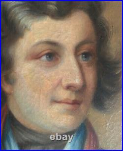 Tableau Portrait de gentilhomme blason R Revel Soleil C. Vermoelon XIX°