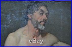 Tableau Realisme Portrait Modele Homme Nu peinture fin XIX ème à attribuer