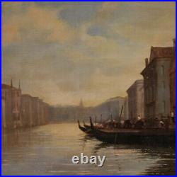 Tableau Venise peinture signée et datée huile sur toile paysage canal