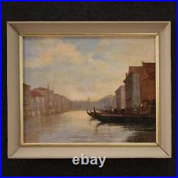 Tableau Venise peinture signée et datée huile sur toile paysage canal