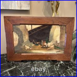Tableau XIX Ème s Représentant Une Basse Cours, Huile Sur Toile