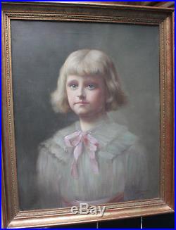 Tableau ancen HST Portrait de jeune fille 1921 Julien STAPPERS 1875-1960