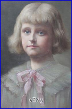 Tableau ancen HST Portrait de jeune fille 1921 Julien STAPPERS 1875-1960