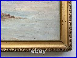 Tableau ancien, Baigneuses, Ecole symboliste, Petite peinture encadrée, XIXe