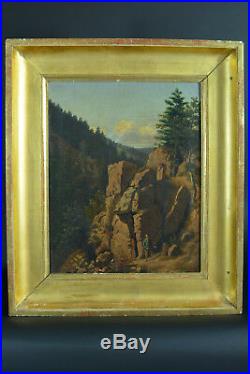 Tableau ancien Claude Nozerine Paysage ruine Vosges Lorraine hst Remiremont 1850