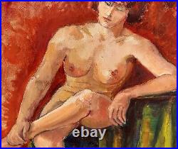 Tableau ancien. Femme Nu. Peinture huile sur toile