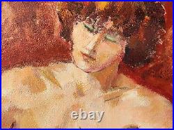 Tableau ancien. Femme Nu. Peinture huile sur toile