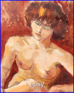 Tableau ancien. Femme Nu. Peinture huile sur toile