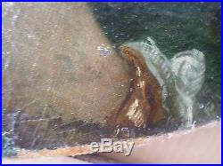 Tableau ancien/Huile/toile ovale-Peinture XIXe-Portrait FEMME au camée-oil