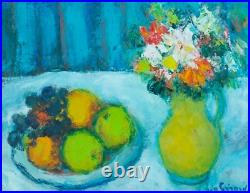 Tableau ancien Nature morte impressionniste fleurs et fruits Lydie Gérard hst Tableau ancien Nature morte impressionniste fleurs et fruits Lydie Gérard hst