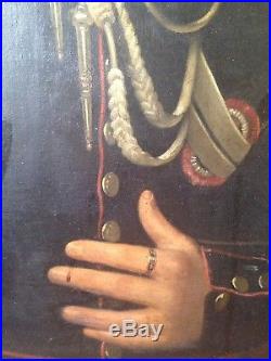 Tableau ancien XIXe Grand Portrait d'un Militaire Légion D'Honneur Huile 19e