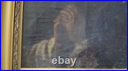 Tableau ancien XVIIe huile sur toile portrait Saint François d'Assise 1 B. Roman