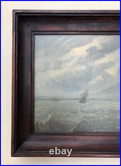 Tableau ancien encadré, Marine, Importante huile sur toile, Peinture fin XIXe