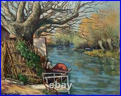 Tableau ancien huile paysage fauvisme signé Paul Cuchet Pierre Ambrogiani Peano
