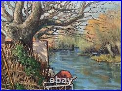 Tableau ancien huile paysage fauvisme signé Paul Cuchet Pierre Ambrogiani Peano