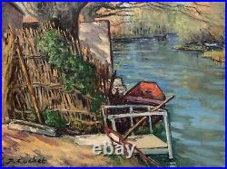 Tableau ancien huile paysage fauvisme signé Paul Cuchet Pierre Ambrogiani Peano