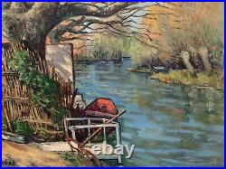 Tableau ancien huile paysage fauvisme signé Paul Cuchet Pierre Ambrogiani Peano