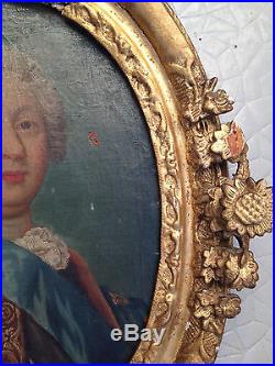 Tableau ancien huile sur toile XVII / XVIII avec superbe cadre sculpté
