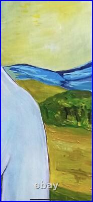 Tableau ancien huile sur toile femme nu de dos paysage fauvisme signé + certifi