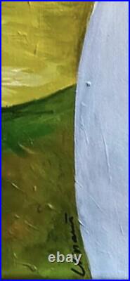 Tableau ancien huile sur toile femme nu de dos paysage fauvisme signé + certifi