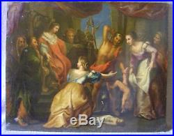 Tableau, ancien, jugement de Salomon, XVII-XVIIIeme, bible, Rubens, école flamande