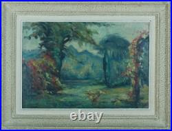 Tableau ancien paysage impressionniste Parc Marthe Lucas les Andelys sv Lebasque